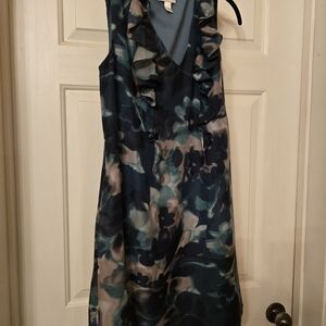 Ann Taylor Teal and Black Floral Maxi Dress